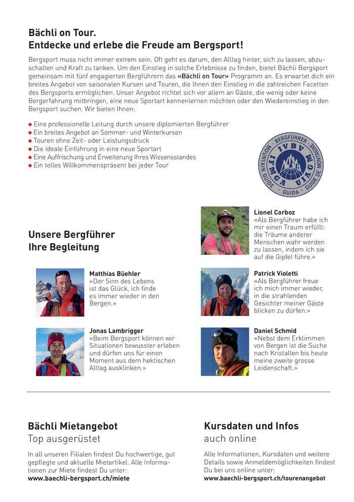 Bächli Bergsport Katalog in Kriens | Bächli on Tour | 21.11.2023 - 31.3.2024
