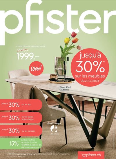 Angebote von Haus & Möbel in Genève | Jusqu'a 30% sur les meubles in Pfister | 20.2.2024 - 11.3.2024
