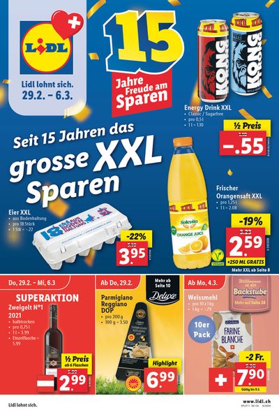 Angebote von Supermärkte in Lausanne | 15 Jahre freude am sparen - KW09  in Lidl | 29.2.2024 - 6.3.2024