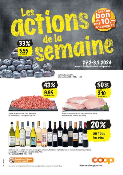 Angebote von Supermärkte in Lausanne | Les actions de la semaine in Coop | 28.2.2024 - 3.3.2024