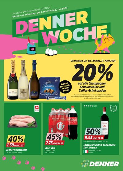 Angebote von Supermärkte in Oftringen | Denner Woche in Denner | 26.3.2024 - 1.4.2024