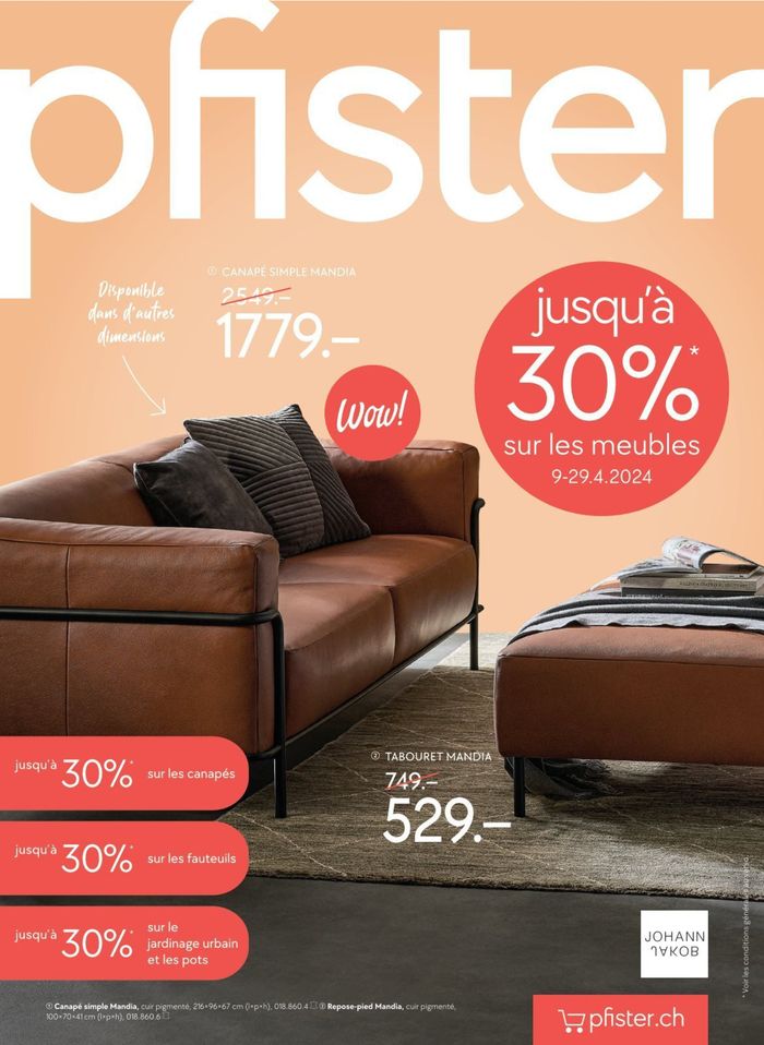 Pfister Katalog in Luzern | Pfister jusqu'a 30% | 9.4.2024 - 29.4.2024