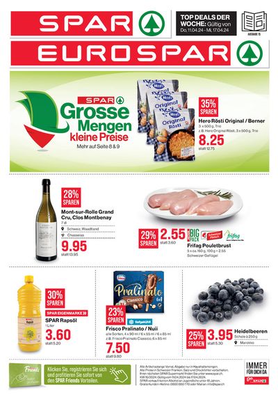Angebote von Supermärkte in Richterswil | Top Deals der Woche #15 in SPAR | 11.4.2024 - 17.4.2024