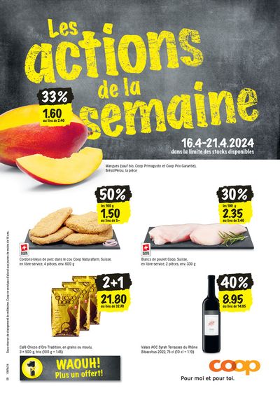 Angebote von Supermärkte in Morges | Les actions de la semaine in Coop | 16.4.2024 - 21.4.2024