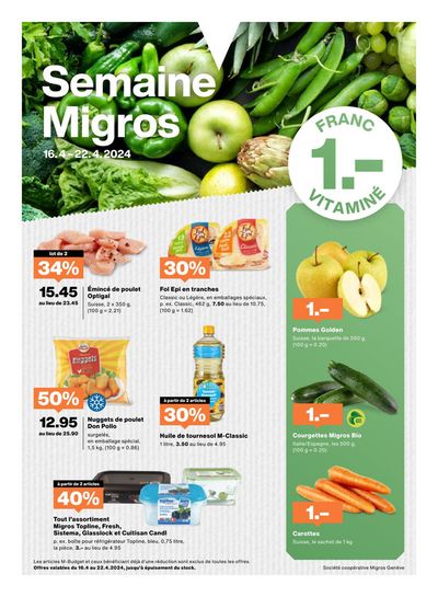 Angebote von Supermärkte in Plan-les-Ouates | Semaine Migros #16 in Migros | 16.4.2024 - 22.4.2024