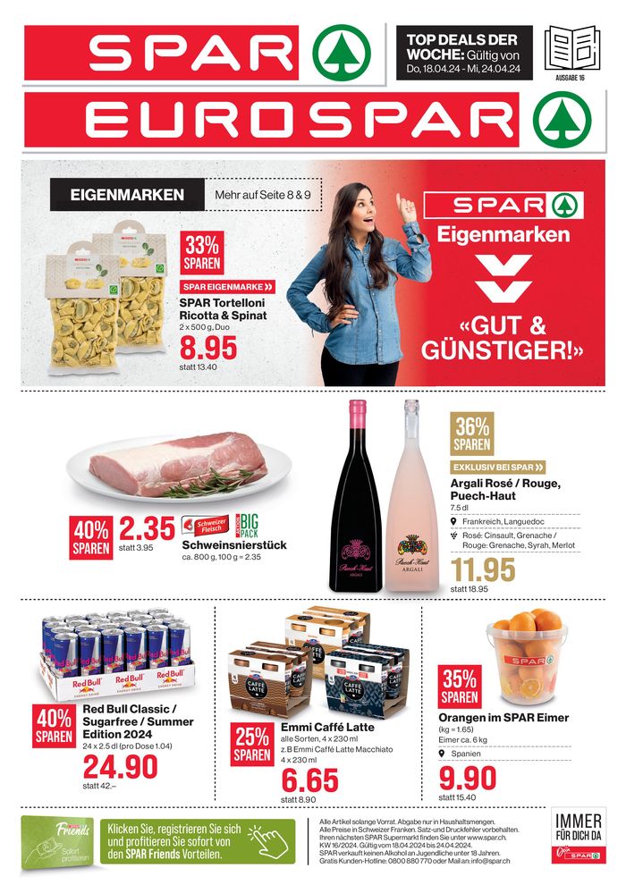 SPAR Katalog in Spreitenbach | Top Deals der Woche #16 | 18.4.2024 - 24.4.2024