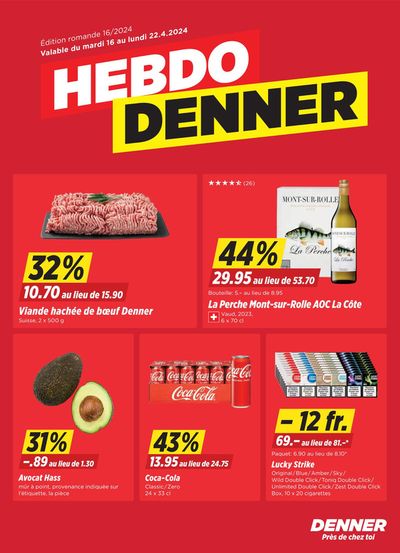 Angebote von Supermärkte in La Tour-de-Peilz | Hebdo Denner in Denner | 16.4.2024 - 22.4.2024