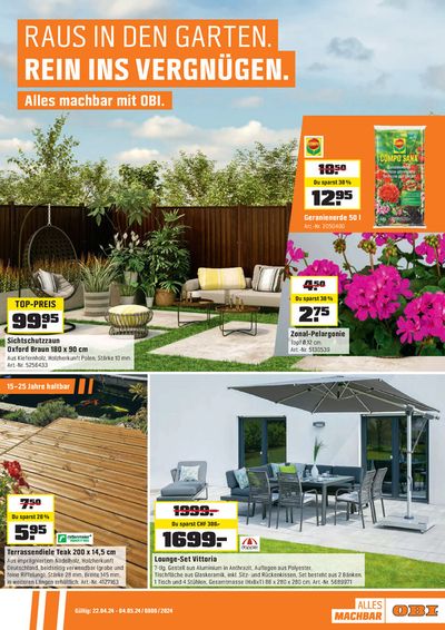 Angebote von Baumärkte & Gartencenter in Münchenstein | Raus in den garten in OBI | 22.4.2024 - 4.5.2024