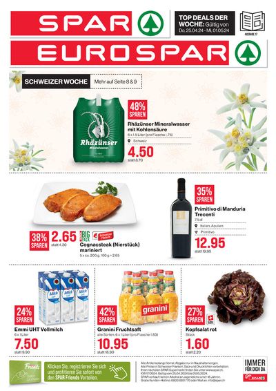 Angebote von Supermärkte in Gossau (SG) | Top Deals der Woche #17 in SPAR | 25.4.2024 - 1.5.2024