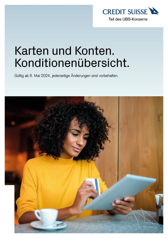 Credit Suisse Bancomat Katalog in Zürich | Konditionenübersicht | 23.5.2024 - 31.7.2024