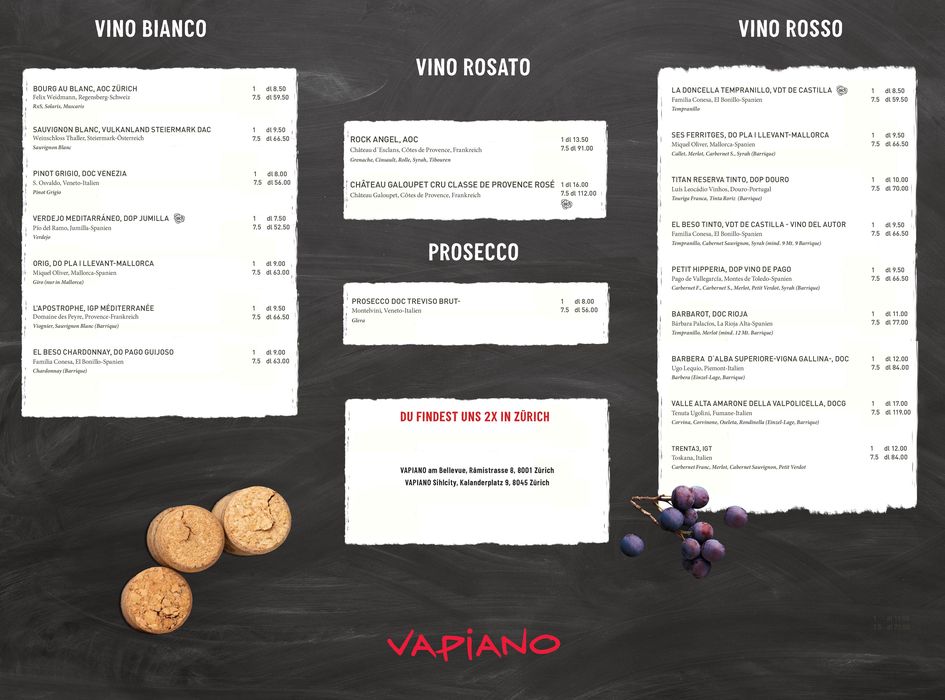 Vapiano Katalog in Basel | Vapiano - Bar Menu | 23.5.2024 - 31.12.2024