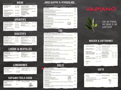 Angebote von Restaurants in Genève | Vapiano - Bar Menu in Vapiano | 23.5.2024 - 31.12.2024