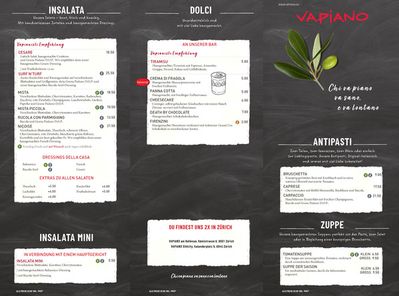 Angebote von Restaurants in Basel | Vapiano - Speisekarte in Vapiano | 23.5.2024 - 31.12.2024