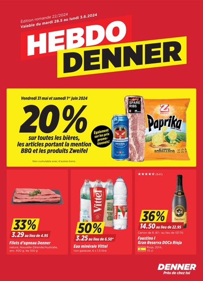 Angebote von Supermärkte in Yverdon-les-Bains | Hebdo Denner in Denner | 30.5.2024 - 3.6.2024