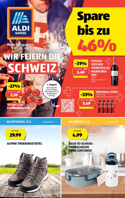 Angebote von Supermärkte in Zürich | Wir feriern die Schweiz in Aldi | 31.7.2024 - 7.8.2024