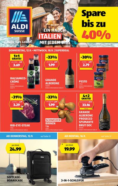 Aldi Katalog in Morges | Blätter online im ALDI SUISSE Flugblatt | 12.9.2024 - 18.9.2024