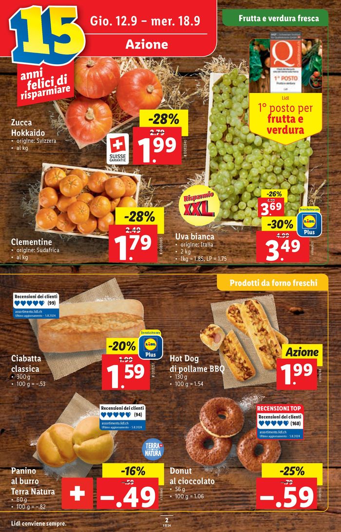 Lidl Katalog in Thun | LIDL ATTUALE - IT | 12.9.2024 - 18.9.2024