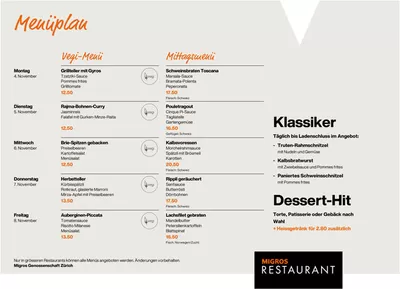 Angebote von Restaurants in Zürich | Tolle Rabatt uf usgwählte Produkt in Migros Restaurant | 12.10.2024 - 26.10.2024