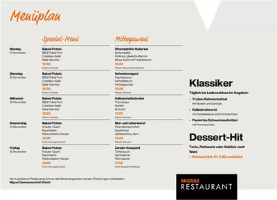 Angebote von Restaurants in Wettingen | Aktuälli Schnäppchen und Ängbot in Migros Restaurant | 22.10.2024 - 5.11.2024