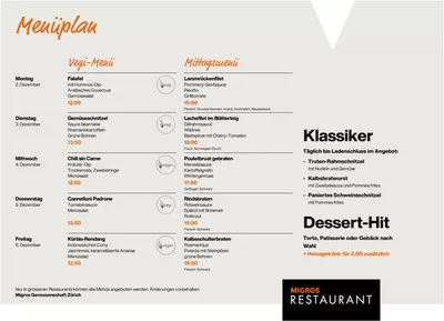 Angebote von Restaurants | Üsi beste Deals für Sie in Migros Restaurant | 9.11.2024 - 23.11.2024