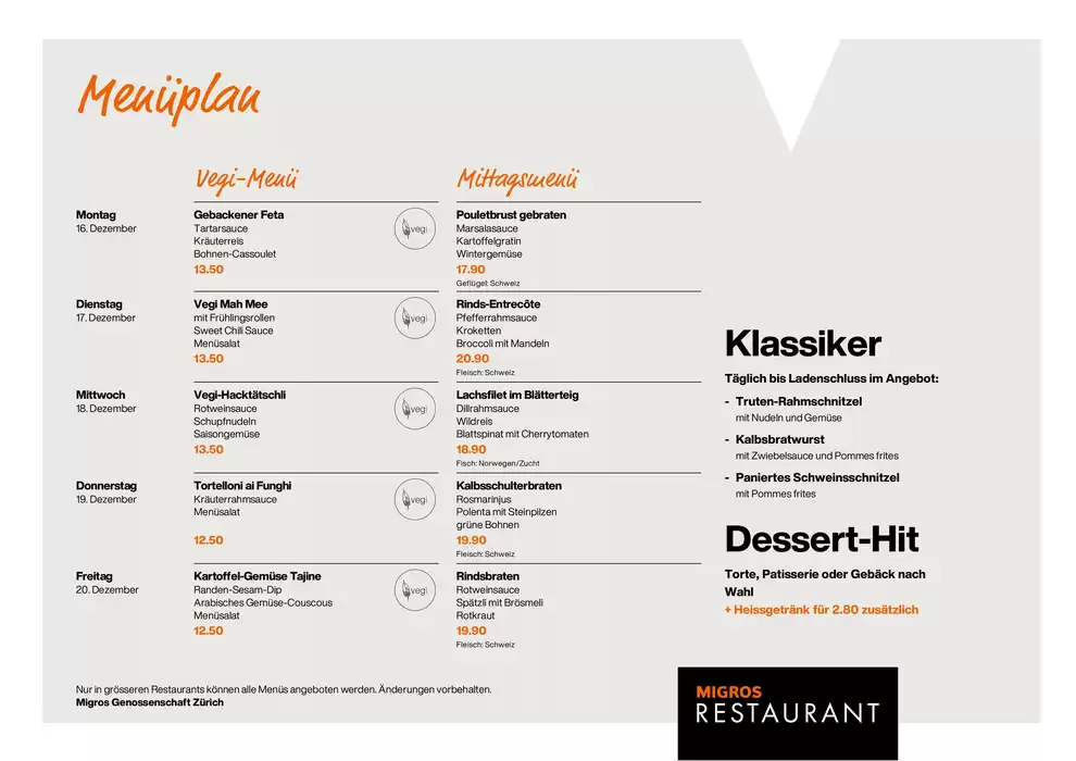 Migros Restaurant Katalog in Winterthur | Top-Deals für alli Chunde | 23.11.2024 - 7.12.2024