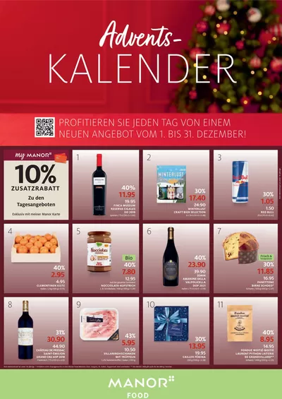 Angebote von Kaufhäuser in Ittigen | Adventskalender - DE in Manor | 1.12.2024 - 15.12.2024