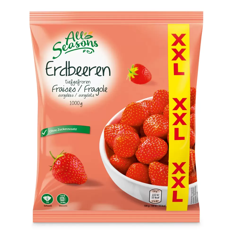 ALL SEASONS XXL Früchtesortiment 1kg, Erdbeeren für 4,69 CHF in Aldi