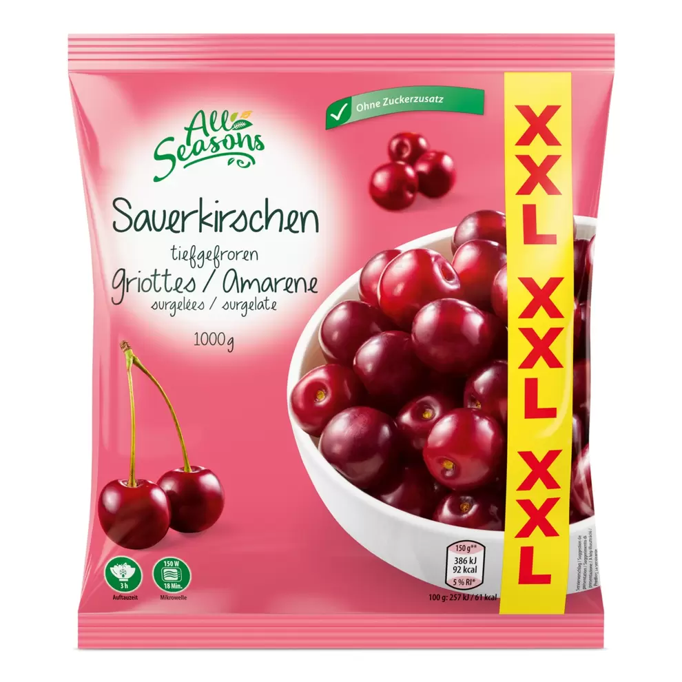 ALL SEASONS XXL Früchtesortiment, Sauerkirschen für 4,69 CHF in Aldi