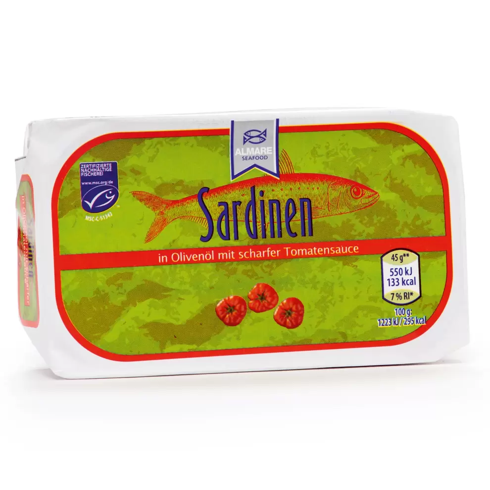 ALMARE SEAFOOD Sardinen NURI mit Haut und Gräten, in Tomatensauce für 2,19 CHF in Aldi