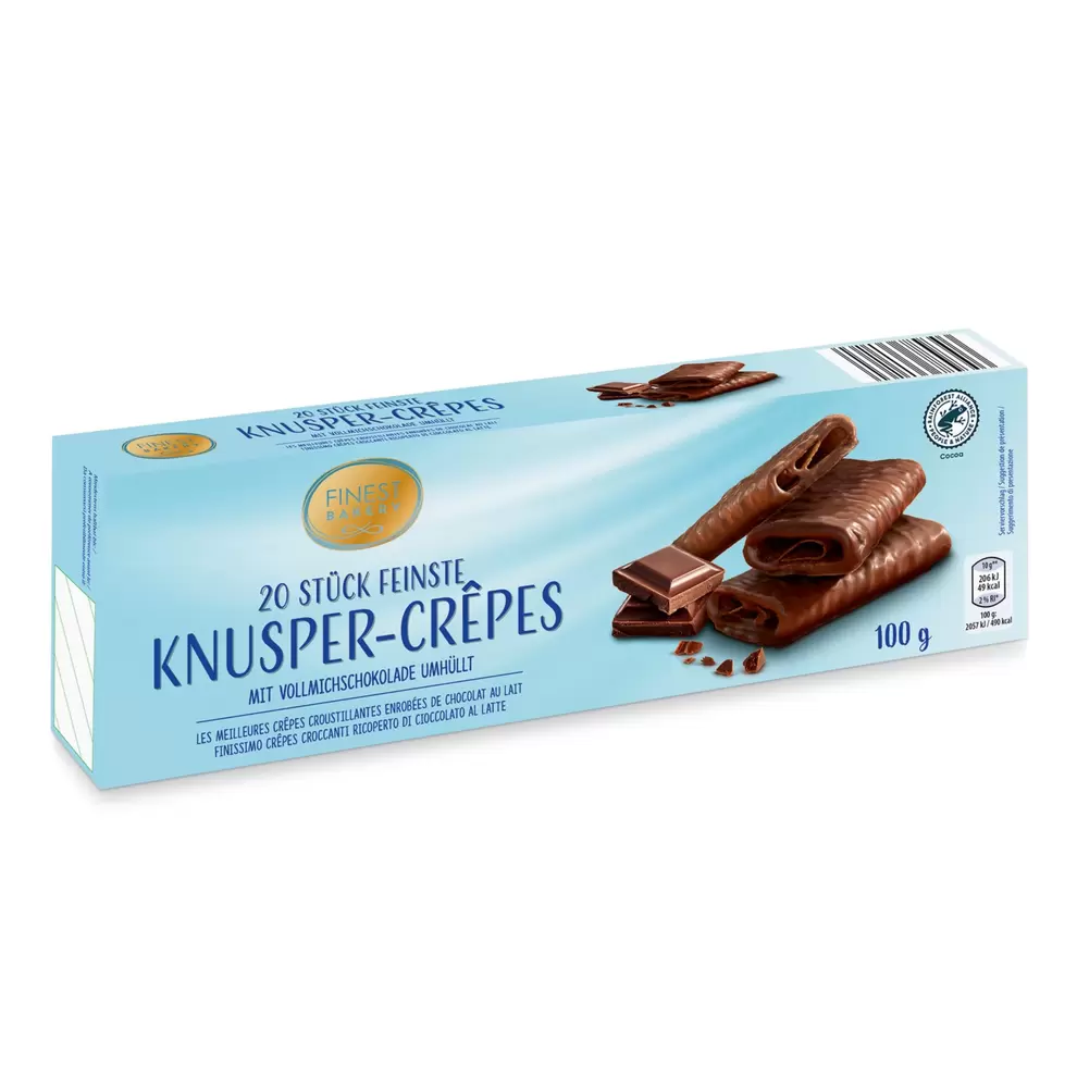 FINEST BAKERY Knusper-Crepes, Vollmilch für 1,99 CHF in Aldi