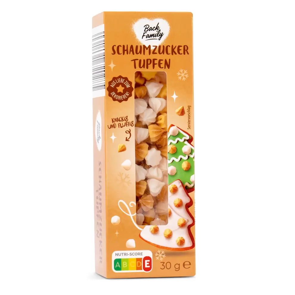 BACK FAMILY Baiser Tupfen gold weiß 30g für 1,49 CHF in Aldi