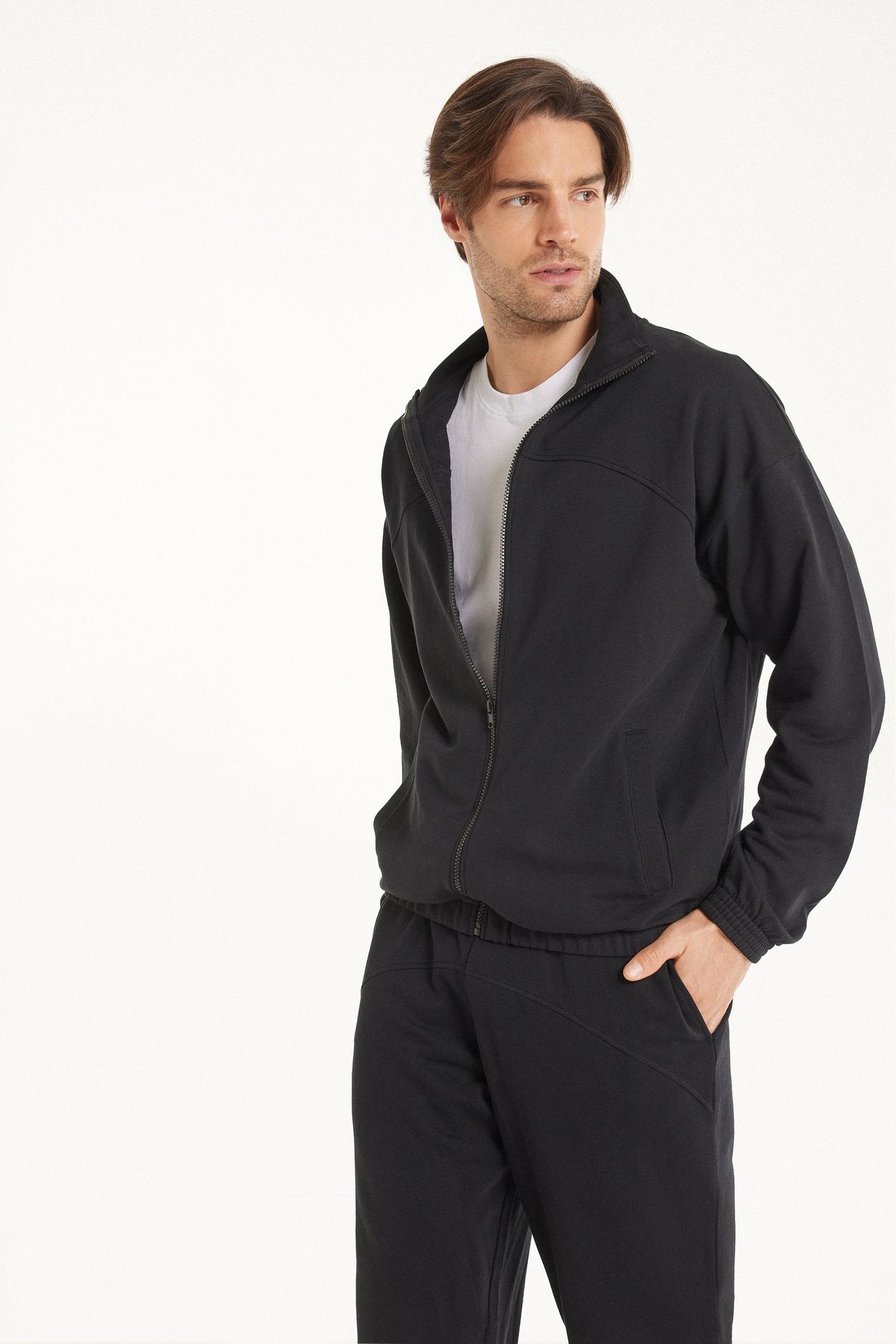 Basic-Sweatshirt mit langen Ärmeln, Reißverschluss und Taschen für 29,95 CHF in Tezenis