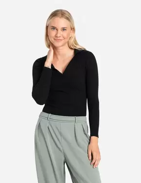 Pololangarmshirt - Rippenstruktur - schwarz für 19,95 CHF in Takko Fashion