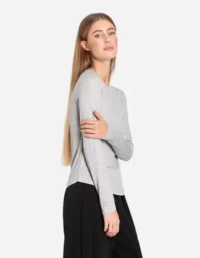 Langarmshirt - Glitzerstoff - grau für 12,95 CHF in Takko Fashion