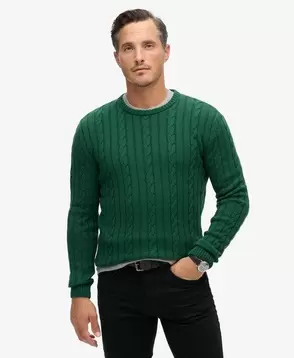 Zopfstrickpullover aus Baumwolle mit Rundhalsausschnitt für 99,9 CHF in Superdry