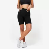 Radlerhose mit hohem Bund Fitness Cardio Damen schwarz für 12,9 CHF in Decathlon