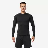 Damen/Herren Fußball Funktionsshirt langarm wärmend - Keepcomfort 100 schwarz für 12,9 CHF in Decathlon