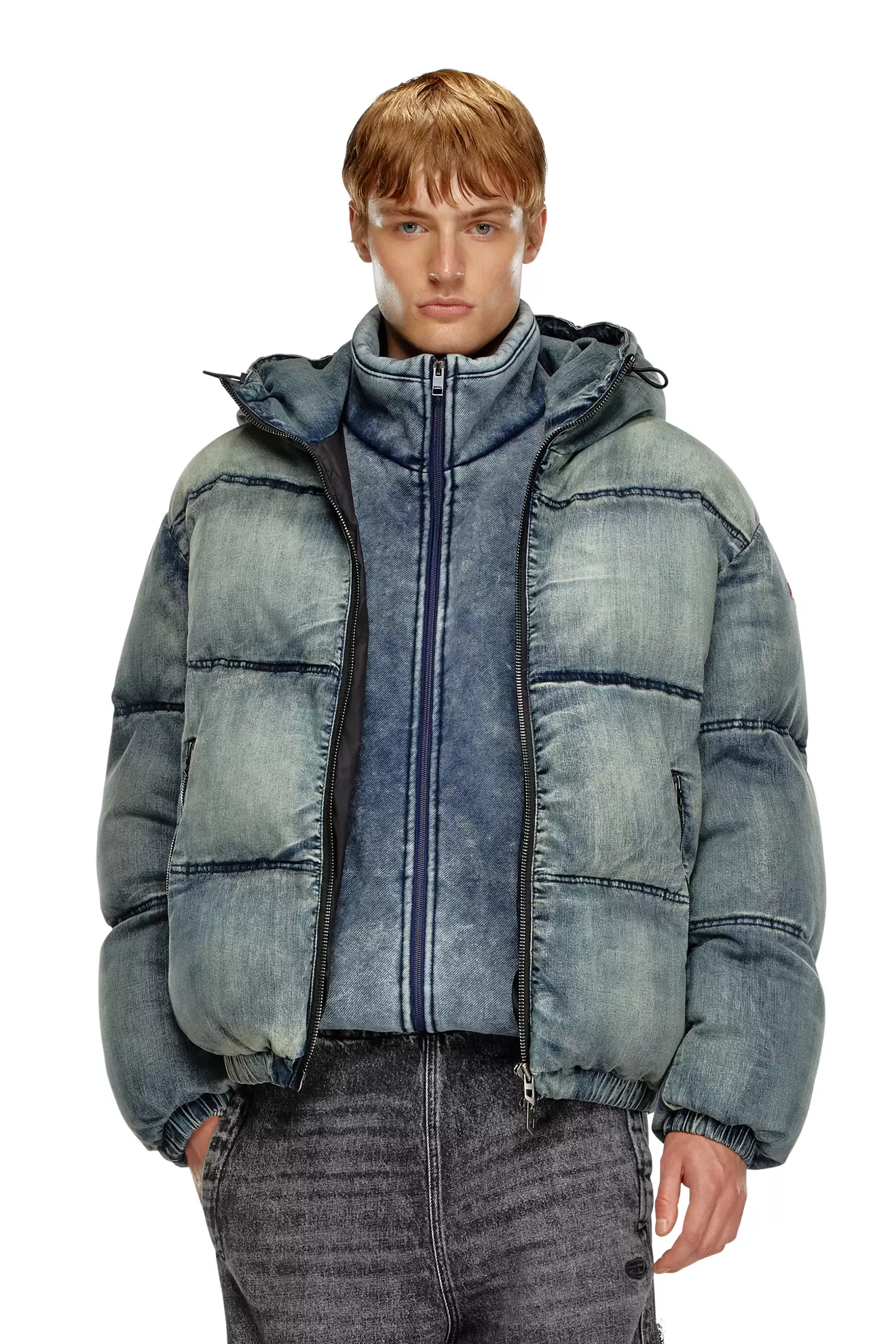 Pufferjacke aus behandeltem Denim für 679 CHF in Diesel