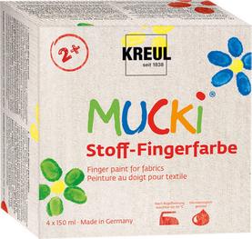 MUCKI Stoff-Fingerfarben 4er Set, Farben auf Wasserbasis für Kinder, Bunt, 4 x 150 ml für 22,35 CHF in Do it + Garden