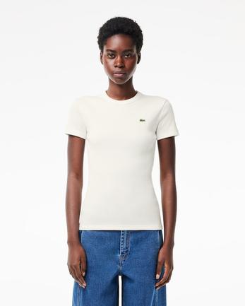 Women’s Slim Fit Ribbed Cotton T-shirt für 79 CHF in Lacoste