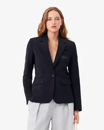 Embroidered Logo Slim Fit Wool Blazer für 429 CHF in Lacoste