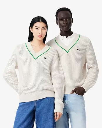 V Neck Striped Tennis Sweater für 219 CHF in Lacoste