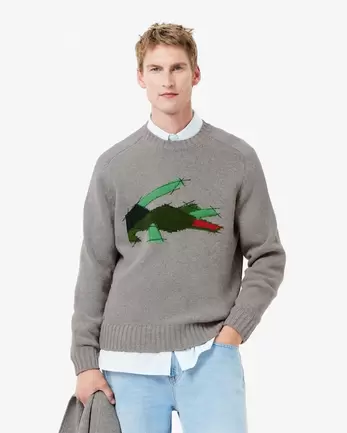 Crocodile Motif Carded Wool Sweater für 174 CHF in Lacoste