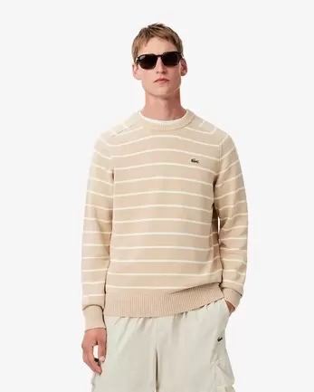 Striped 3D Knit Cotton Crew Neck Sweater für 84 CHF in Lacoste