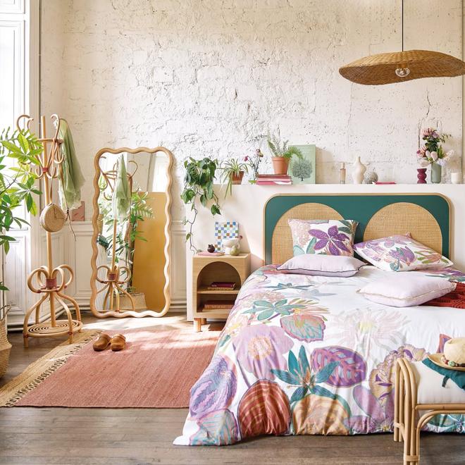 Parure de lit en coton écru imprimé floral multicolore 240x260 für 129 CHF in Maisons du Monde
