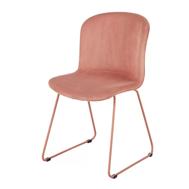 Chaise en velours côtelé vieux rose et acier rose mat für 99 CHF in Maisons du Monde