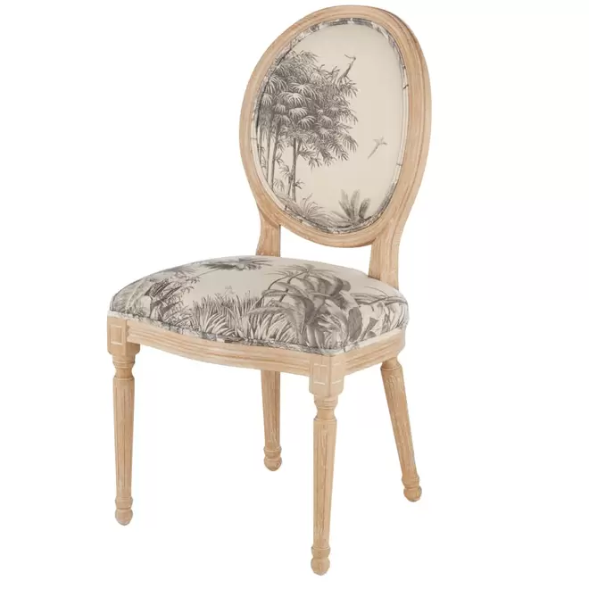 Chaise médaillon en lin motifs palmiers et bois de frêne für 229 CHF in Maisons du Monde